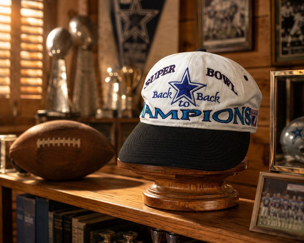Vintage Logo 7 Dallas Cowboys Back To Back Super Bowl Champions Snapback Hat NFL